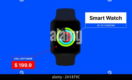 Smart Watch Presentation. New Model with a Price Tag. Banner for Sale. Vector illustration  Stock Vector