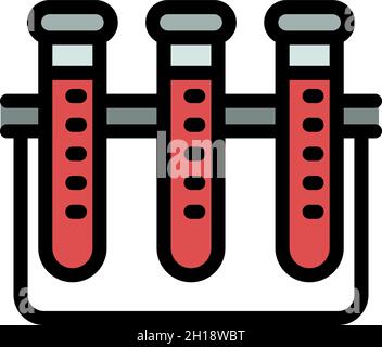 Blood test tubes stand icon. Outline blood test tubes stand vector icon color flat isolated Stock Vector