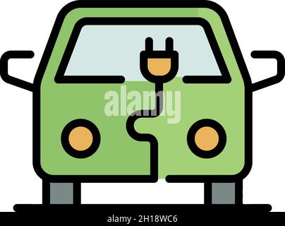 City electric car icon. Outline city electric car vector icon color flat isolated Stock Vector