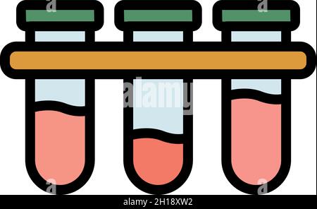 Blood test tubes stand icon. Outline blood test tubes stand vector icon color flat isolated Stock Vector