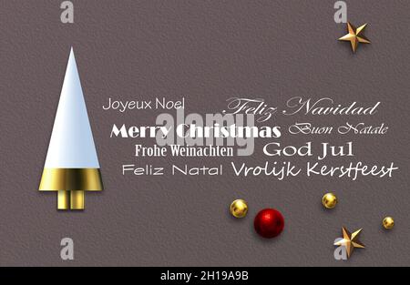 Christmas Wishes In French. 2022 Christmas New Year Template, Frame, Business Corporate Party Card. Text Merry Christmas Happy New Year In French Lang Stock Photo - Alamy