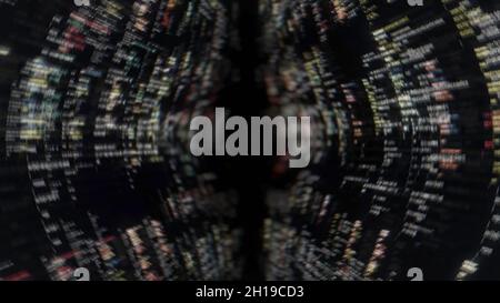 Computer crash with distorted and blurred video transmission. Abstract system failure, bug in rogramming code, concept of hacking. Stock Photo