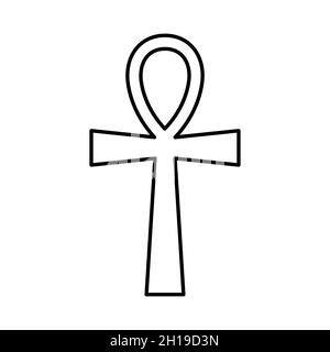 Cross ankh icon. Ankh symbol in flat linear design. Black religion symbol. Vector illustration Stock Vector