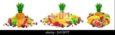 Fruits and berries isolated on white background Stock Photo