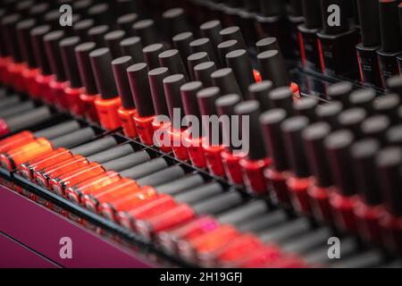 London, UK. 17th Oct, 2021. nail varnishes on display. Professional Beauty is the UK's leading trade show for beauty, spa and wellness professionals, held annually at ExCel Exhibition Centre in London. Credit: Imageplotter/Alamy Live News