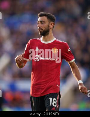 Leicester, UK. 16th Oct, 2021. Bruno Fernandes of Man Utd during the Premier League match between Leicester City and Manchester United at the King Power Stadium, Leicester, England on 16 October 2021. Photo by Andy Rowland. Credit: PRiME Media Images/Alamy Live News