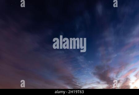 Beautiful blue sky at sunset with color transition. Stock Photo