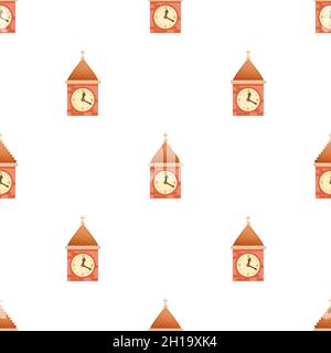 Vintage wooden clock pattern seamless background texture repeat wallpaper geometric vector Stock Vector