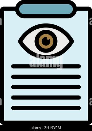 Eye doctor document icon. Outline eye doctor document vector icon color flat isolated Stock Vector