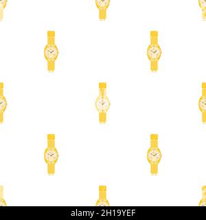 Yellow wrist watch pattern seamless background texture repeat wallpaper geometric vector Stock Vector
