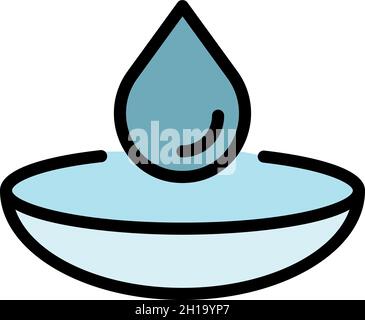Drop in contact lens icon. Outline drop in contact lens vector icon color flat isolated Stock Vector