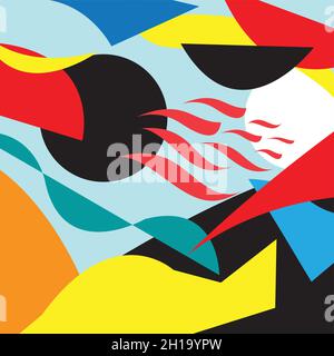 Abstract bright modern art with different spots and objects Stock Vector