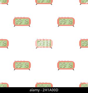 Retro digital table clock pattern seamless background texture repeat wallpaper geometric vector Stock Vector