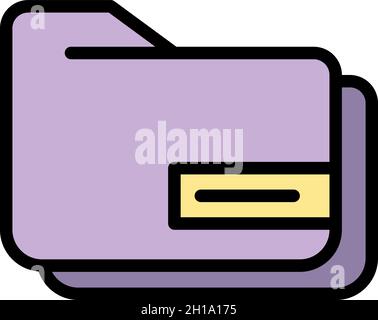 File folder icon. Outline file folder vector icon color flat isolated Stock Vector