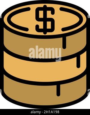 Stack of gold coins icon. Outline stack of gold coinsvector icon color flat isolated Stock Vector