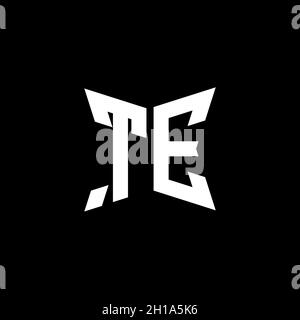 TE Monogram logo letter with Cakra geometric shape style design isolated on black background, star geometric logo letter, monogram letter mandala Stock Vector