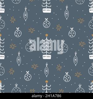 Christmas and New Year symbols. Vector seamless pattern. Digital paper. Design element Stock Vector