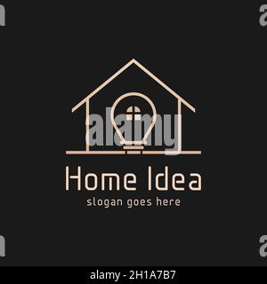 Home decor logo vector with light bulb sign. interior logo sign template with simple linear style. Stock Vector
