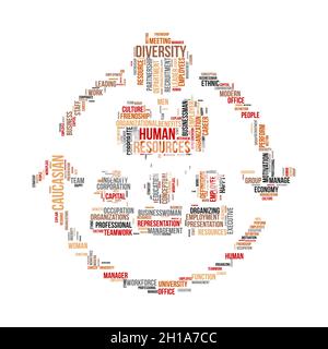 Human resources word cloud concept with human rosurces symbol. Stock Vector