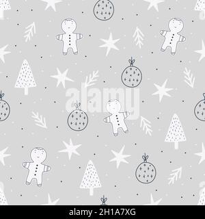 Christmas and New Year symbols. Vector seamless pattern. Digital paper. Design element Stock Vector