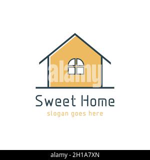 decor home logo vector template. interior logo sign template with simple linear style. Stock Vector