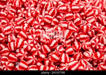 Bright red and white gummies, top view. Stock Photo