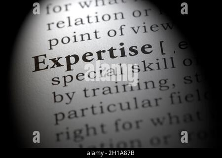 Fake Dictionary word, Dictionary definition of expertise, expertises, Stock Photo
