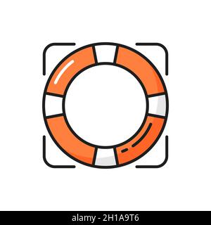 Rescue lifebuoy circle information instruction guide sign isolated thin ...
