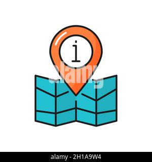 Gps location pin, destination arrow on travel map isolated line icon. Vector meeting point, advice to visit place of interest. GPS location pin, desti Stock Vector
