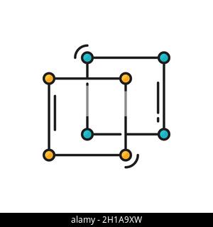 Scientific geometric formula, cube of dots lines isolated. Vector chemical and biotechnology model, solid metal. Scientific geometric formula, data cu Stock Vector