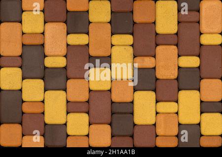 seamless texture and background of brown and yellow artificial stone pavement Stock Photo