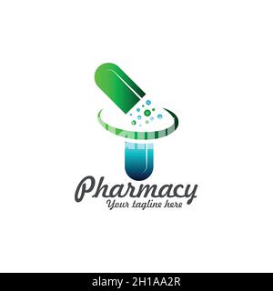 Pharmacy Logo Health Medical Logo Template Creative Vector Design with new fresh concept medicine shape Stock Vector