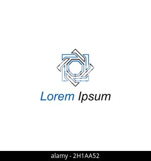 Vector Fresh Four Sided Bended Square Shape Hexagon Shape Logo Template Design Vector File Stock Vector
