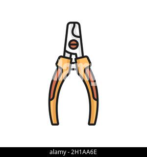 Pet nail clippers isolated thin line icon. Vector dogs and cats nails cutting tool, pedigree canine claws cutters, scissors for kittens and puppies. T Stock Vector