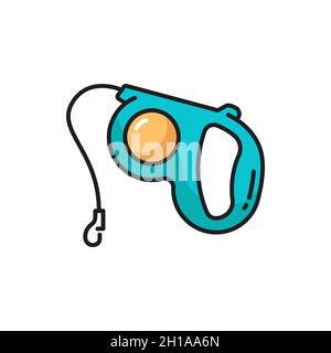 Cats lead isolated outline icon. Vector leash for dog, roulette lead for control and safety pets. Animal accessory for outdoors walk. Dog, kitten or p Stock Vector