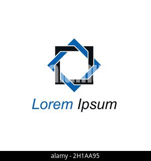 Modern Fresh Four Sided Rectangle Square Logo Template Design Creative Concept Square Bended Logo vector file Stock Vector