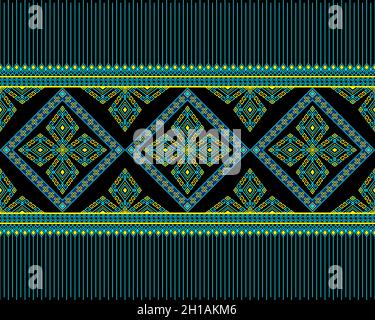 Magenta Turquoise Native or Tribe Seamless Pattern on Black Background in  Symmetry Rhombus Geometric Bohemian Style for Clothing or  Apparel,Embroidery Stock Vector Image & Art - Alamy
