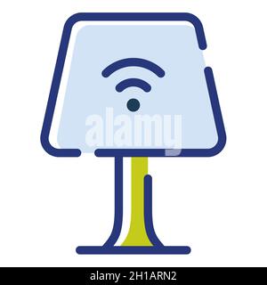 smart lamp iot single isolated icon with dash or dashed line style vector illustration Stock Photo