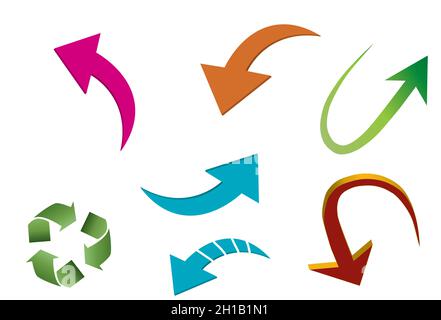a set of different arrow icons in colour and white background Stock Vector