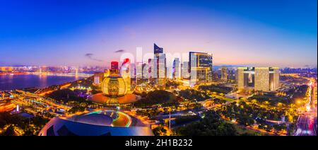 Aerial photography of Hangzhou city modern architecture landscape. Stock Photo