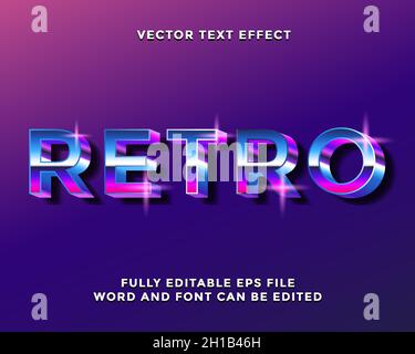 retro metallic purple vector text effect Stock Vector