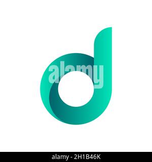 Letter d typography logotype. Green blue letter D logo. Green-blue gradient. 3D colorful icon template. D monogram character. Abstract letter. Vector. Stock Vector