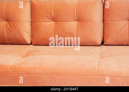soft sofa of bright pink color, close-up, design Stock Photo