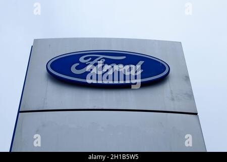 Umea, Norrland Sweden - September 24, 2021: sign for American car manufacturer Stock Photo