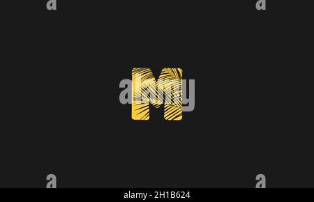 LETTER M PALM LOGO DESIGN WITH NEGATIVE SPACE EFFECT FOR ILLUSTRATION USE Stock Vector
