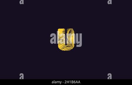 LETTER U PALM LOGO DESIGN WITH NEGATIVE SPACE EFFECT FOR ILLUSTRATION USE Stock Vector