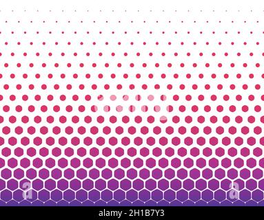 Seamless halftone vector background.Hexagons turning into circles .Middle fade out with gradient. 20 figures in height. Stock Vector