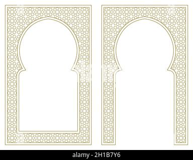 Rectangular frame with Arabic pattern and curly frame Stock Vector ...