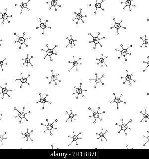 Abstract seamless pattern with hand drawn bacteria. Simple black objects on white background. Vector illustration. Stock Vector