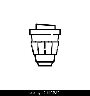 Coffee in a takeaway paper cup. Pixel perfect, editable stroke line art icon Stock Vector